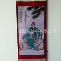 新款规格50*120CM关公财神挂图织画装裱卷轴财神画